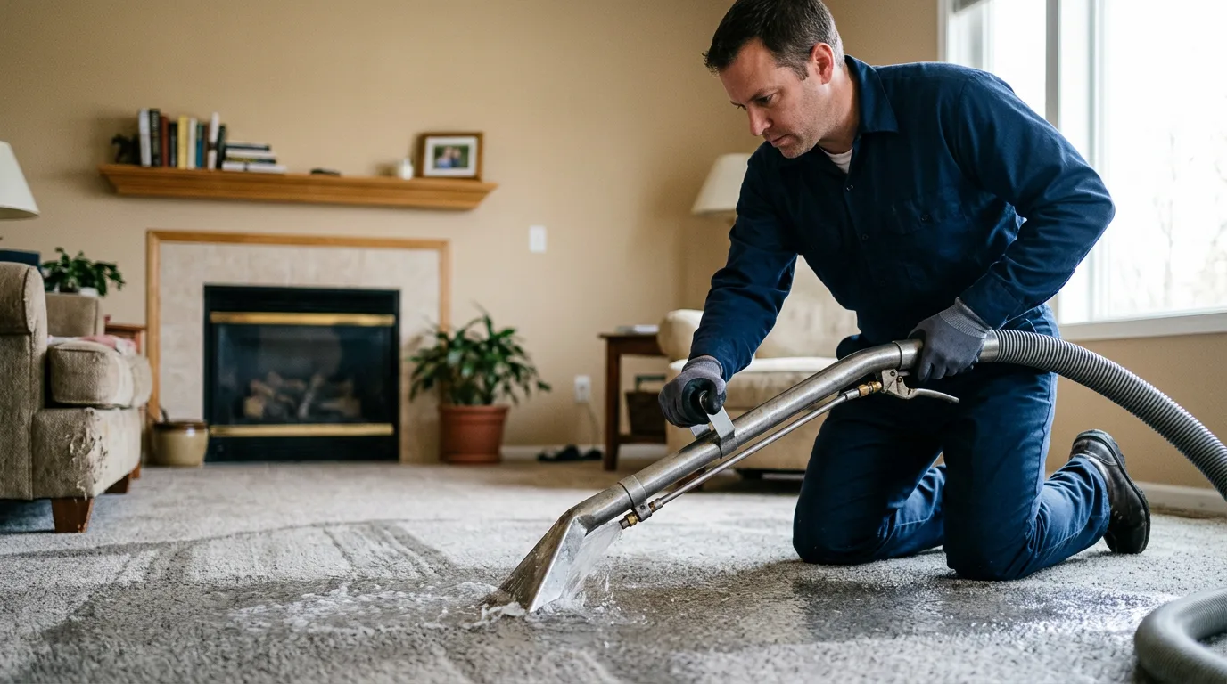 Water damage restoration technician working near Indio, CA